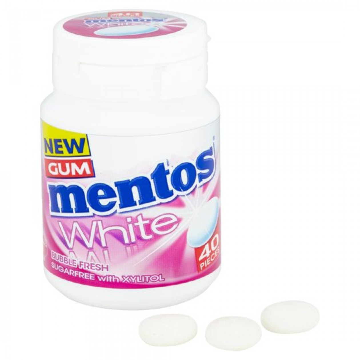 Mentos Gum White Bubble Fresh Bottle 60G x 6 Mentos Gum White Bubble Fresh Bottle 60G x 6