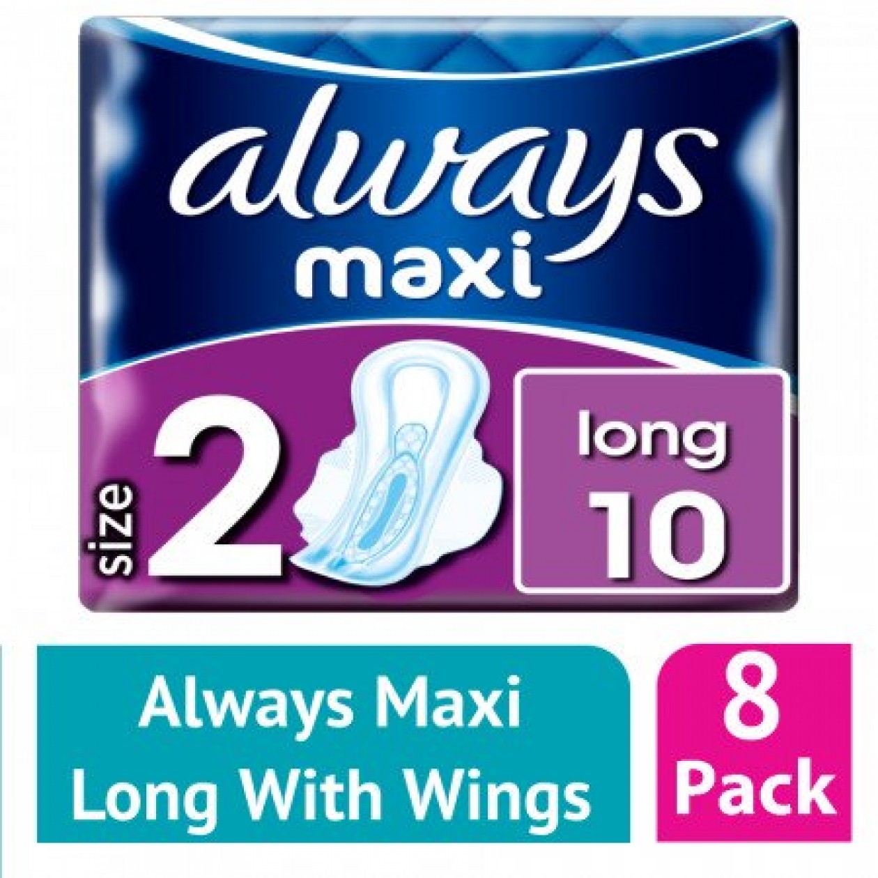 Always Maxi Long Plus Sanitary Towels 8X10 Always Maxi Long Plus Sanitary Towels 8X10