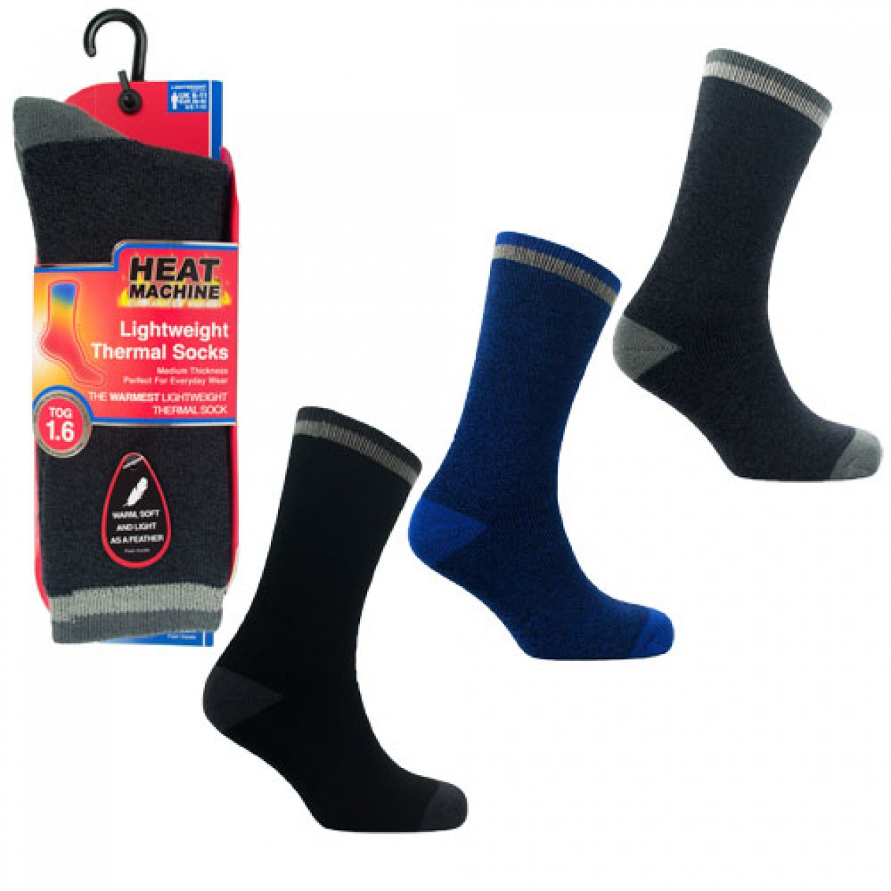Heat Machine Men 1.6 Tog Thermal Socks Assorted Single Pair Heat Machine Men 1.6 Tog Thermal Socks Assorted Single Pair