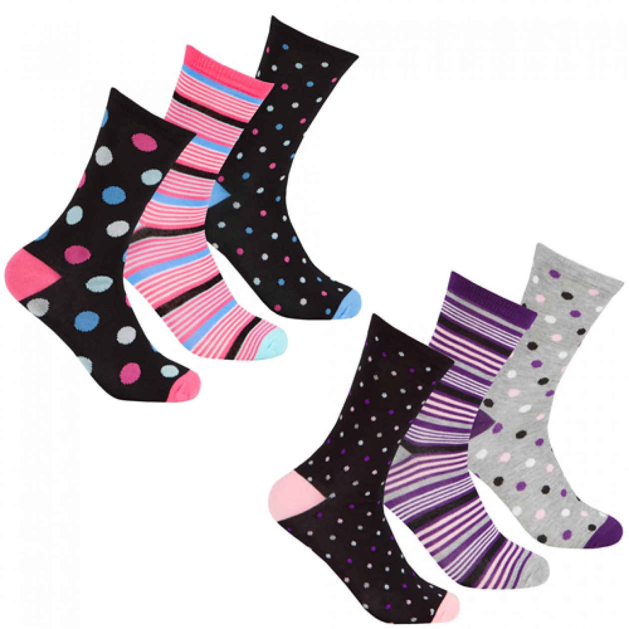 Ladies 3 Pack Bamboo Spot Design Socks Ladies 3 Pack Bamboo Spot Design Socks
