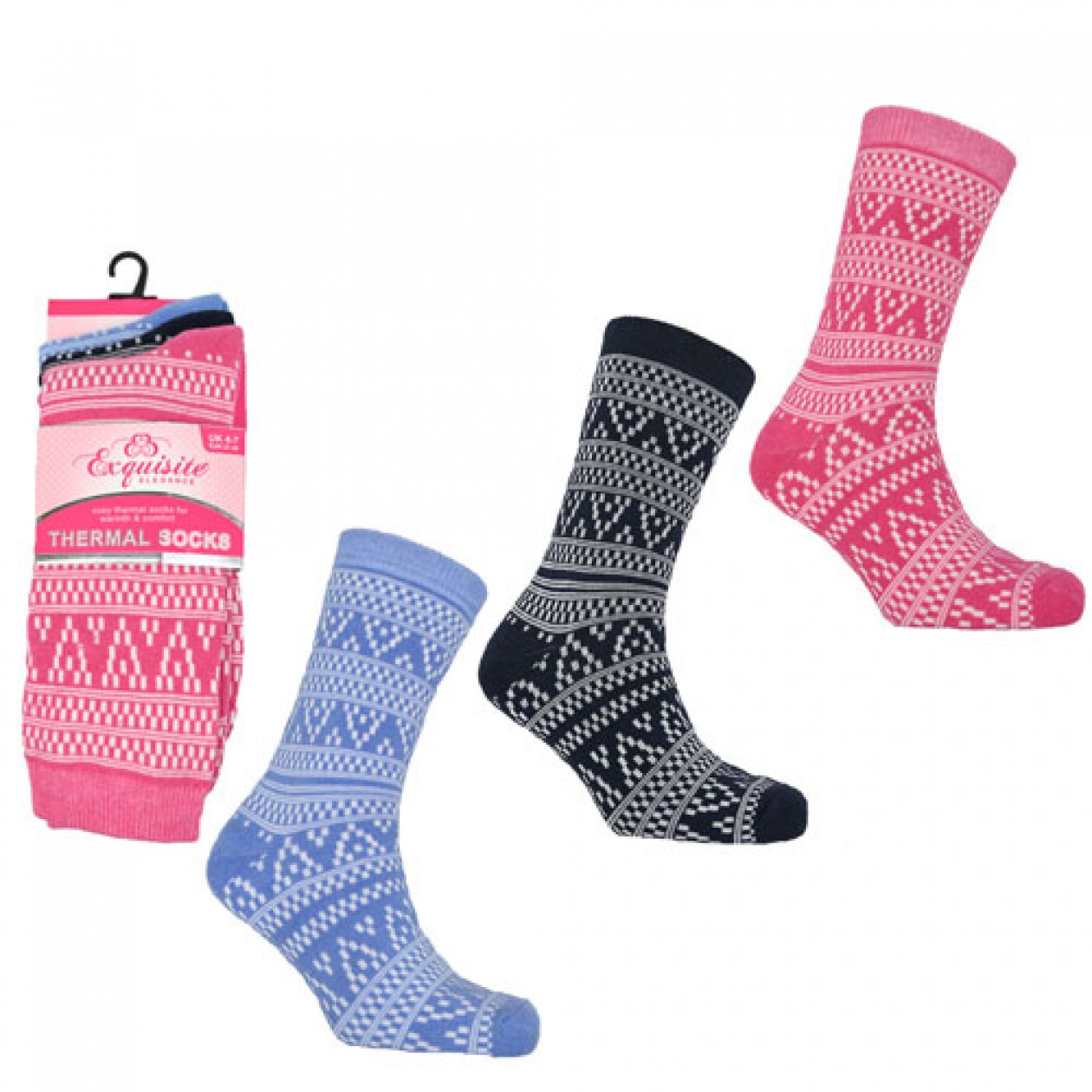 Ladies 3 Pack Exquisite Thermal Socks Aztec Ladies 3 Pack Exquisite Thermal Socks Aztec