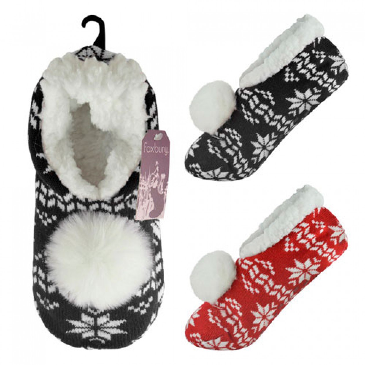 Ladies Knitted Fairisle Slipper Socks Single Pair Ladies Knitted Fairisle Slipper Socks Single Pair