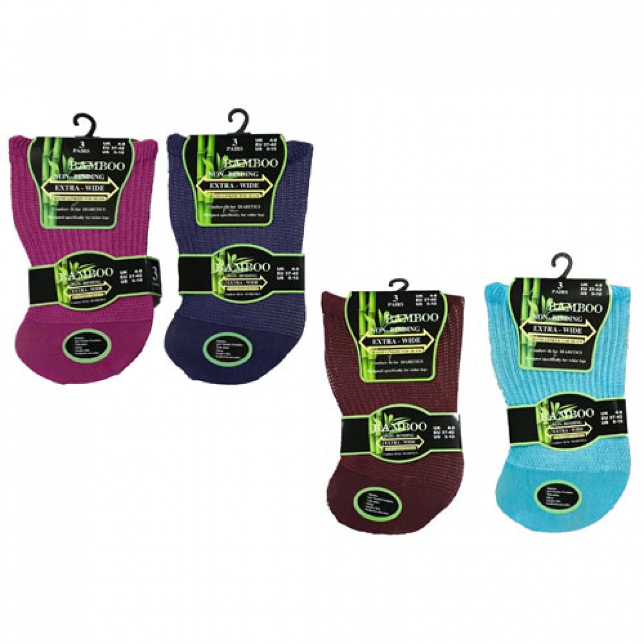 Ladies Extra Wide Bamboo Diabetic Socks 3 Pack Ladies Extra Wide Bamboo Diabetic Socks 3 Pack