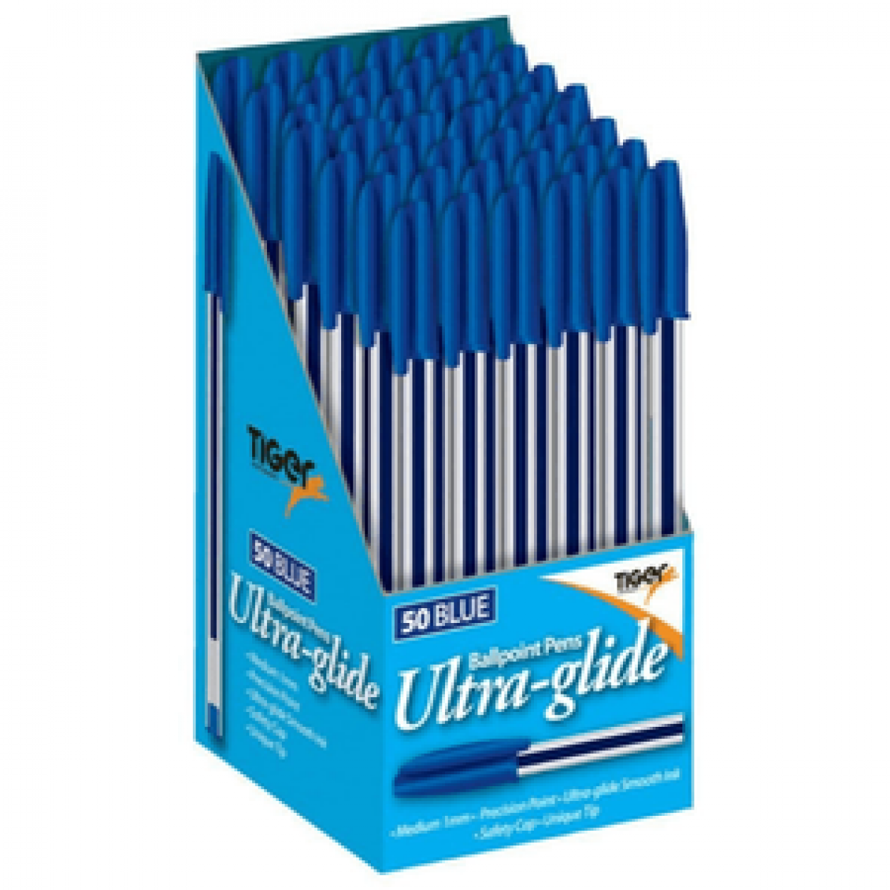 Tiger Ultra-Glide Ballpoint Pens - 50 Pack (Blue) Tiger Ultra-Glide Ballpoint Pens - 50 Pack (Blue)