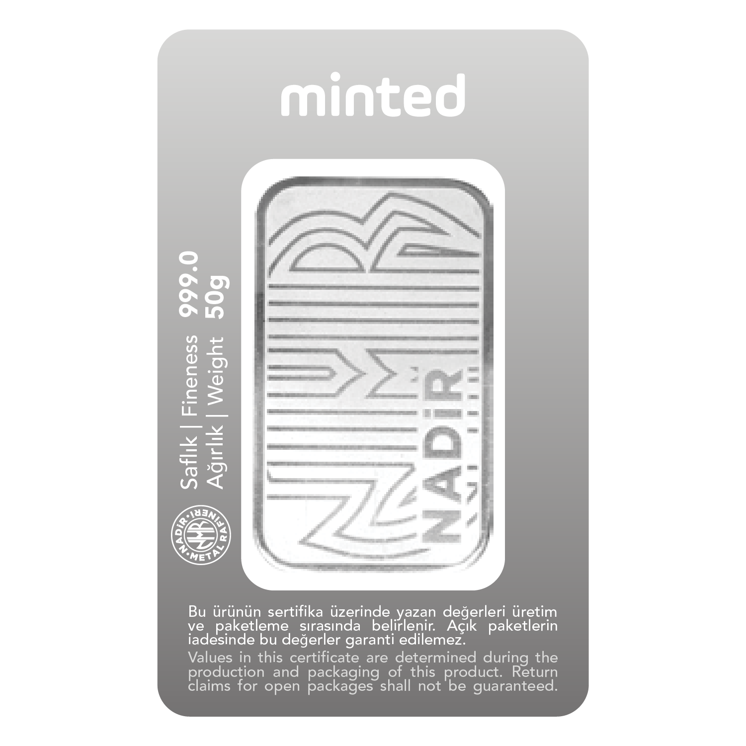 Minted 50 Gr 995,0 Külçe Altın (NadirGold) Minted 50 Gr 995,0 Külçe Altın (NadirGold)