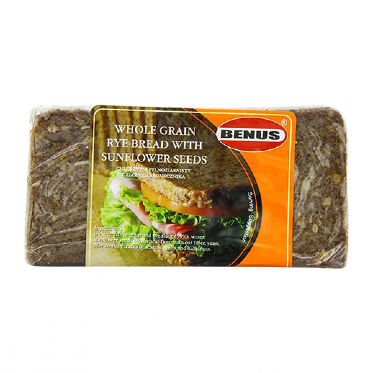 Benus  Whole Grain Rye Bread With Sunflower 12x500g