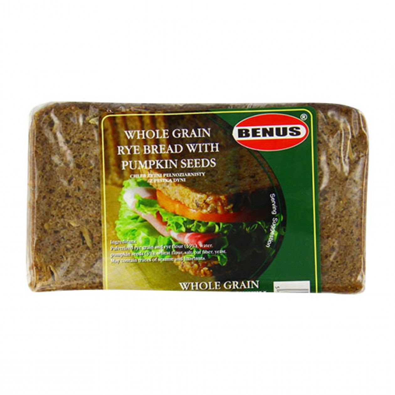 Benus Whole Grain Rye Bread With Pumpkin Seeds 12x500g