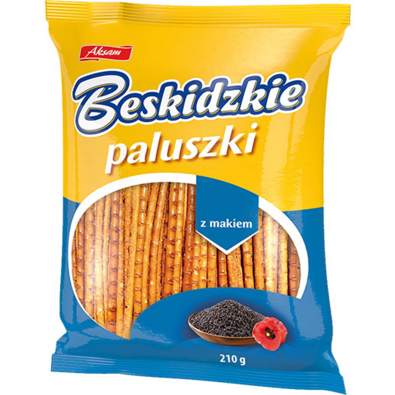 Aksam Beskidzkie Paluszki Poppy-seed Sticks (Z Makiem) 8x210g