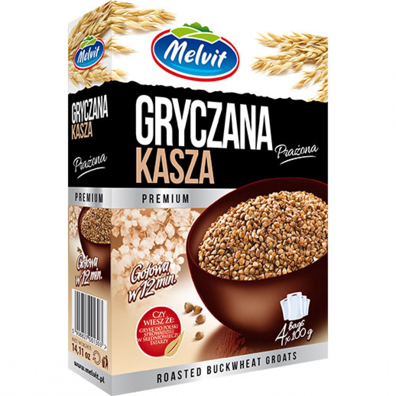 Melvit Kasza Gryezana (Roasted Buckwheat Cereal) 6x4x100g
