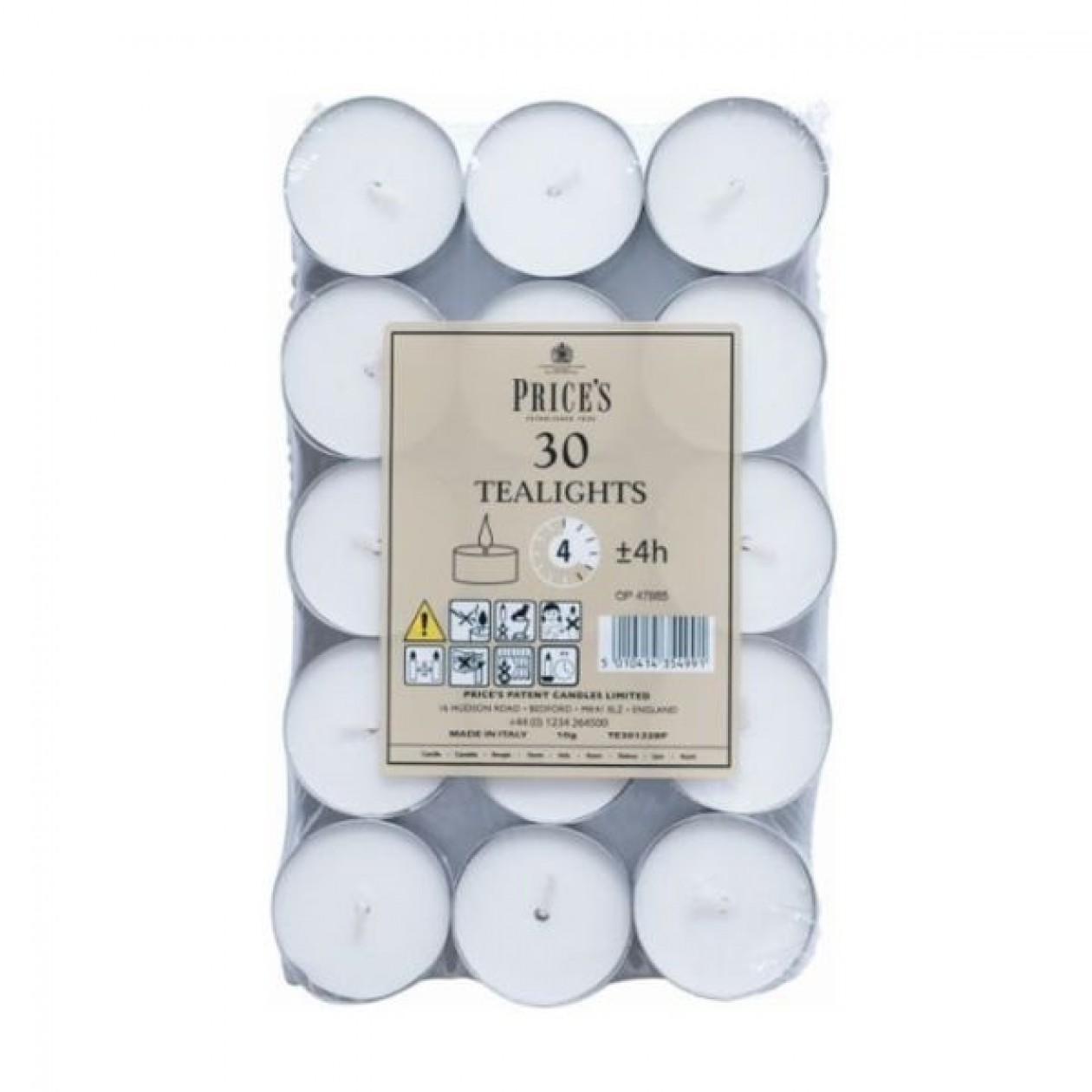 Price's Candles White Tealight Bag, Pack of 30