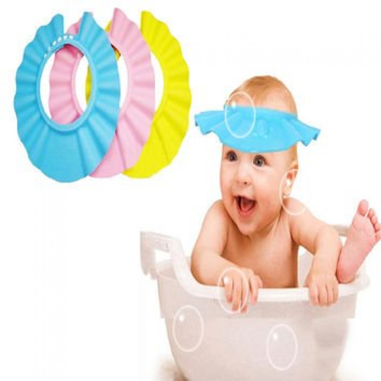 Rheme Baby Adjustable Shampoo Cap Shower Bath Wash Hair Shield Pink