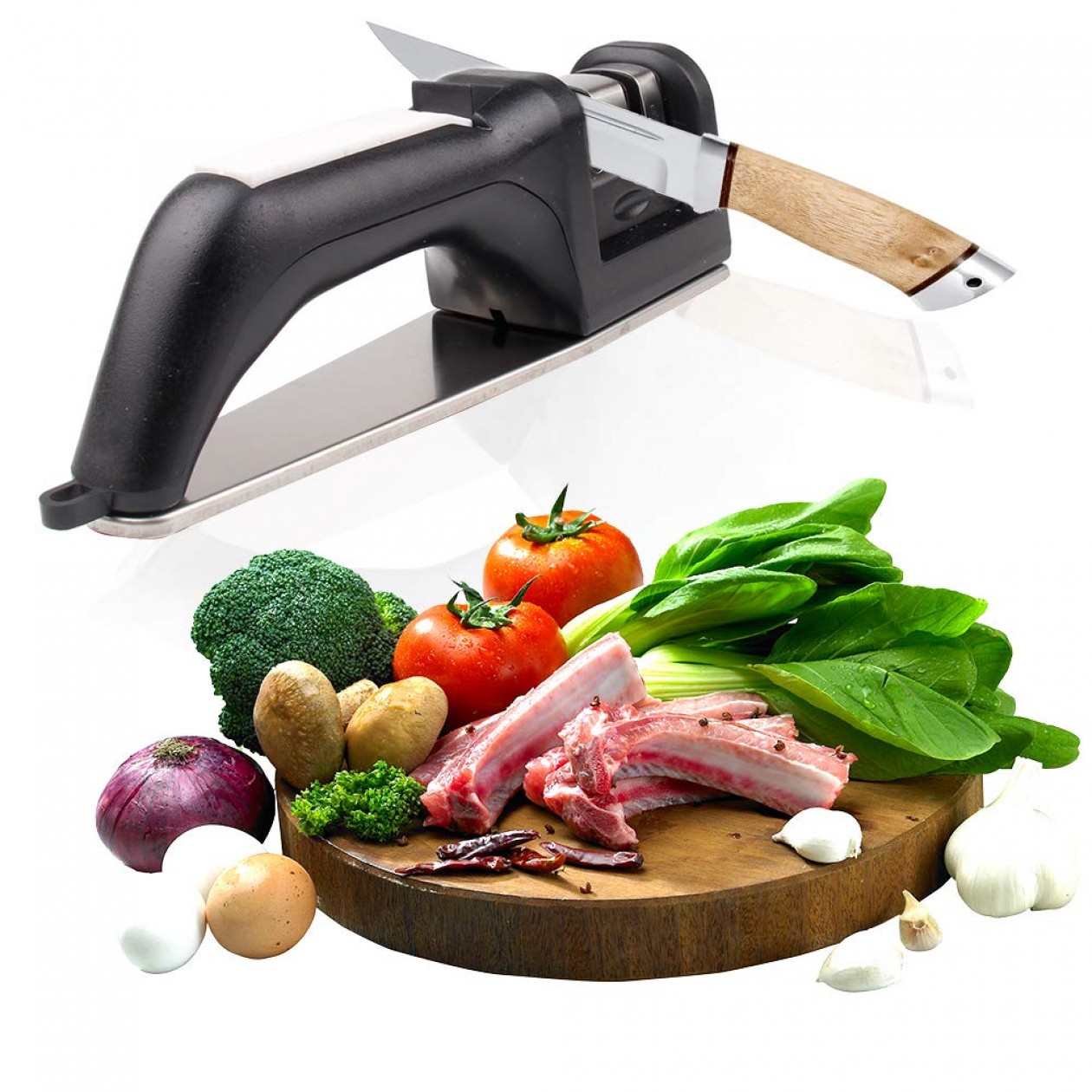 Prima Knife Sharpener Professional Sharpening System Tool with Anti Slip Stone Piece