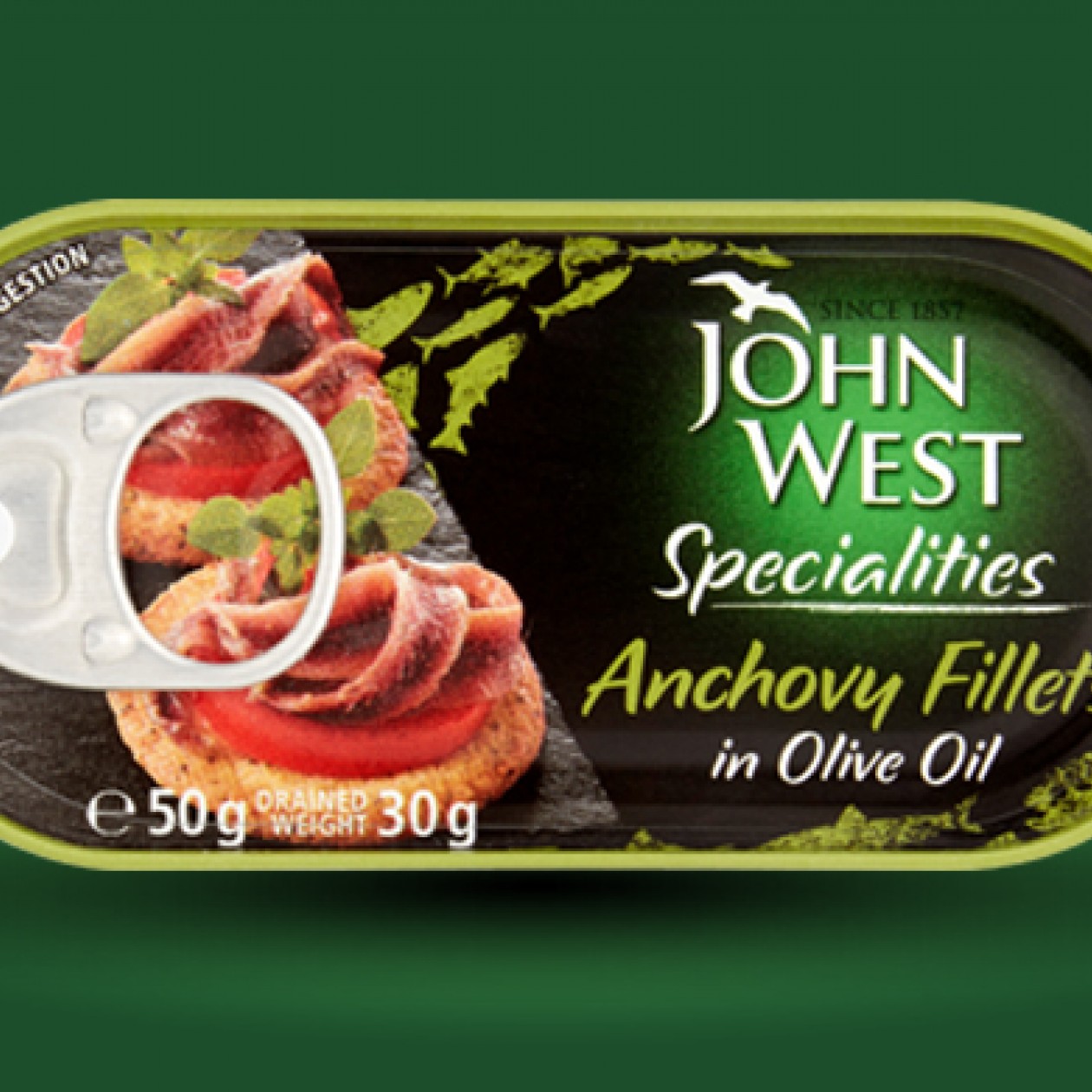 John West Anchovy Fillets in Olive Oil 12 x 50g