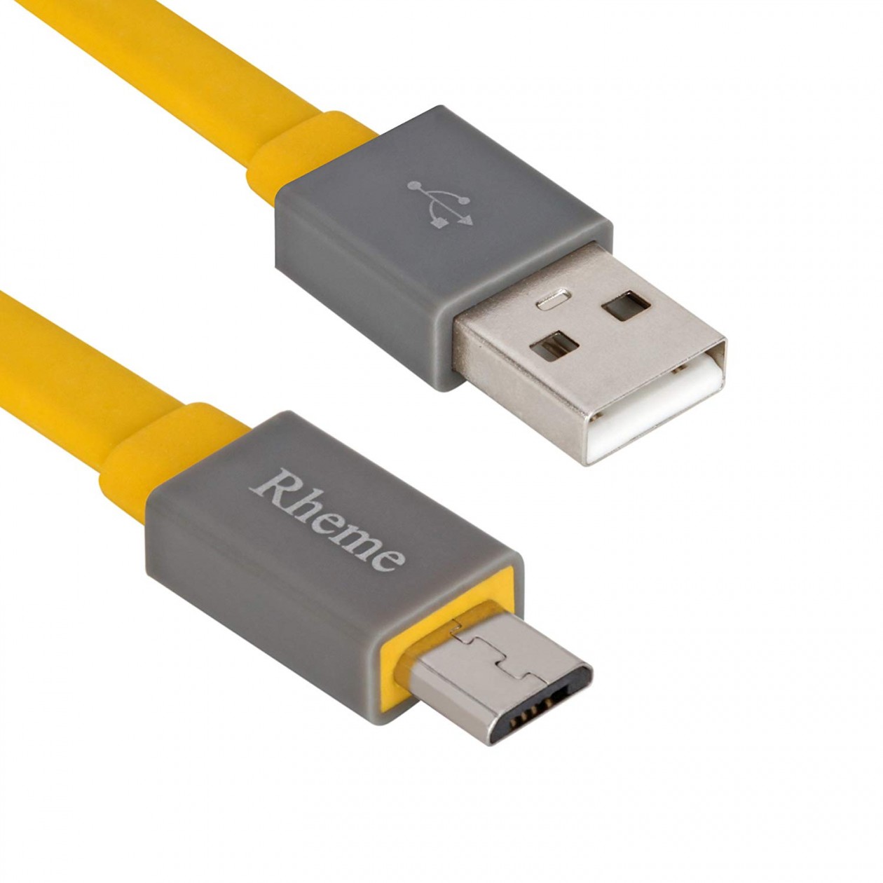 Rheme Colorful Flat Micro USB Data Sync Charging Cable Cord - Yellow