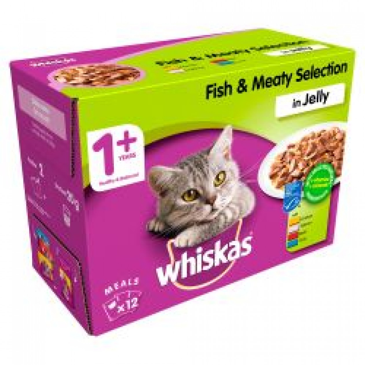 Whiskas Pouch Fish & Meaty Selection in Jelly 12 Pack, 100g
