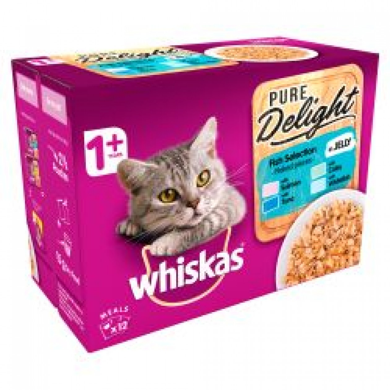 Whiskas 1+ Cat Pouches Pure Delight Fish Selection in Jelly 12x85g pack, 85g