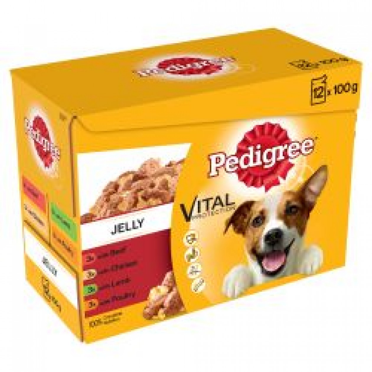Pedigree Adult Wet Dog Food Pouches Mixed Selection in Jelly 12x100g,