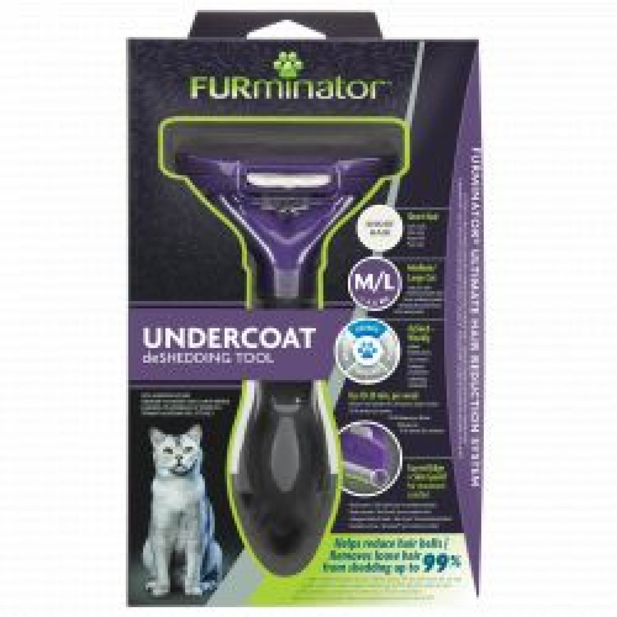 FURminator Undercoat deShedding Tool for Medium/Large Long Hair Cat, m/l