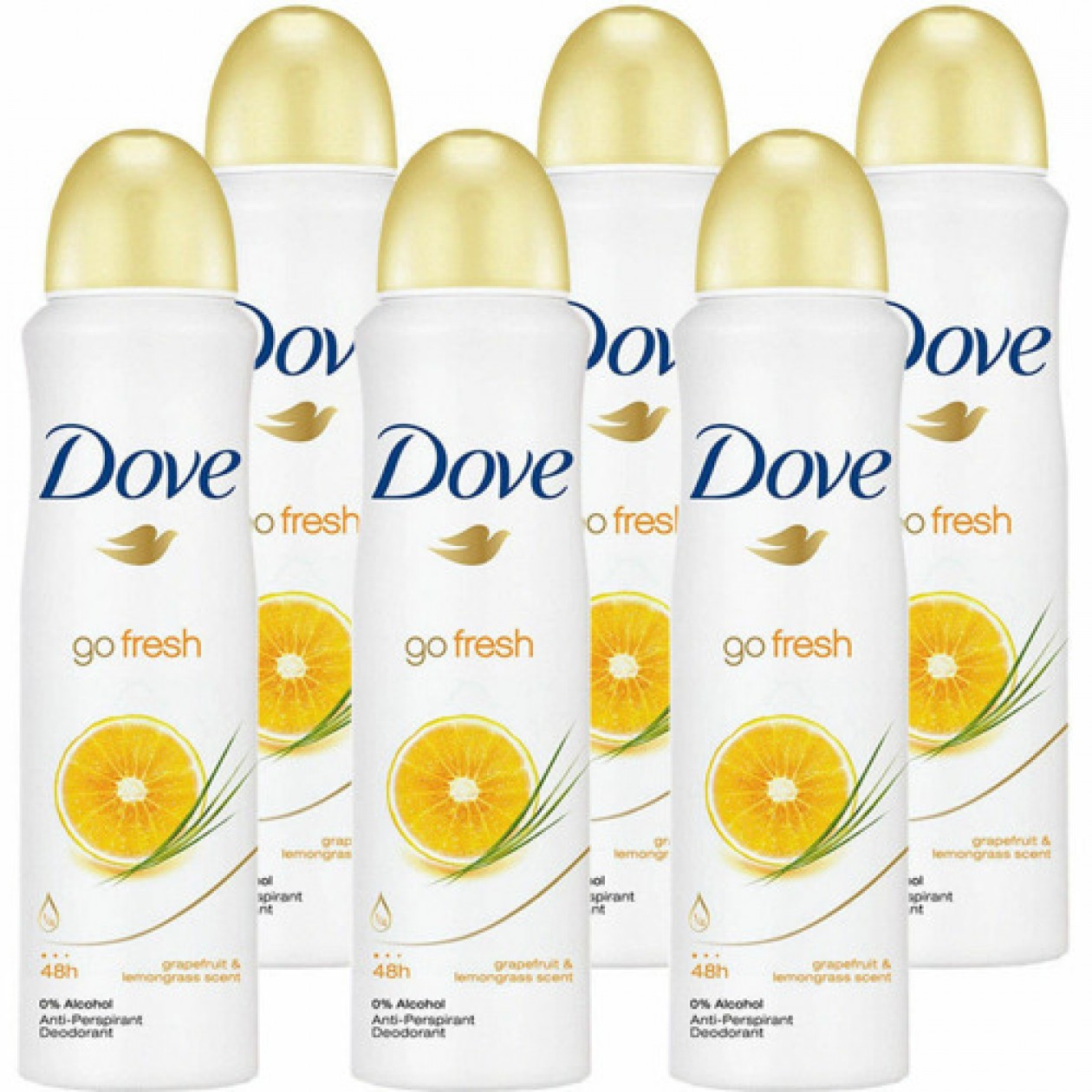 Dove Go Fresh Spray Antiperspirant Aerosol Deodorant, Grapefruit and Lemongrass, 150mL