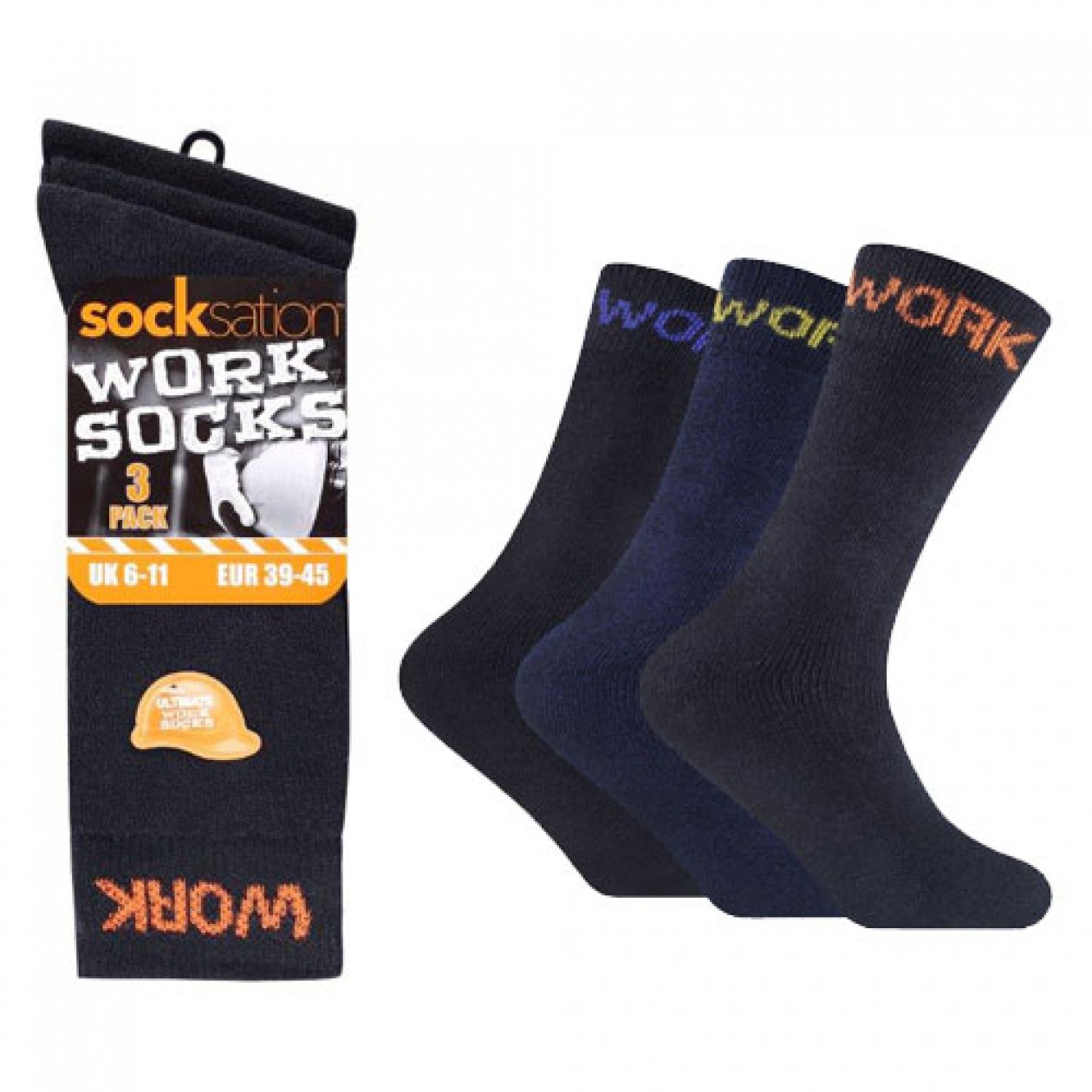 Ralph Rossini Men Socksation Work Socks Black 3 Pack