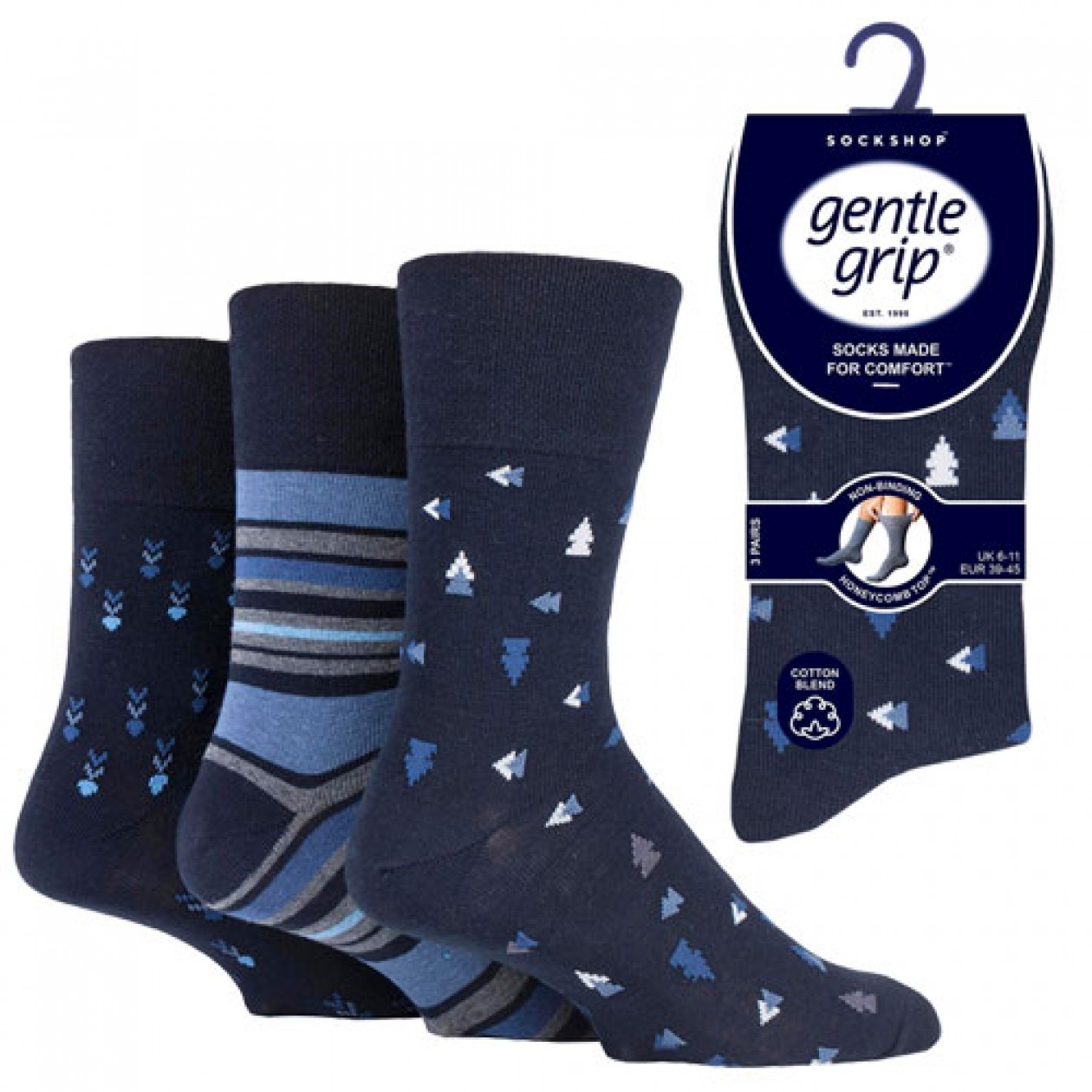 Sock Shop Men Gentle Grip Socks Dimensional 3 Pack