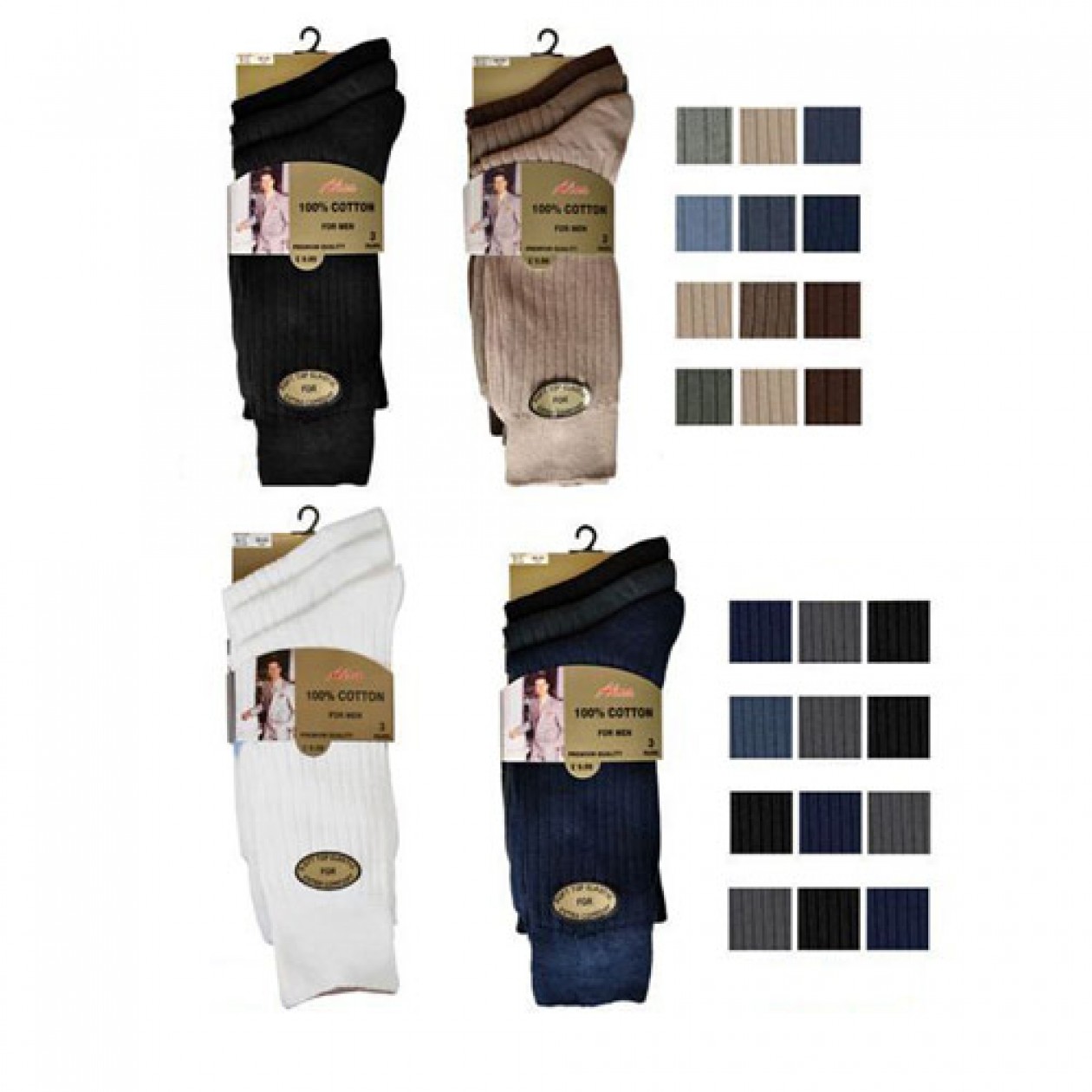 100% Cotton Socks Gold Men 3 Pack