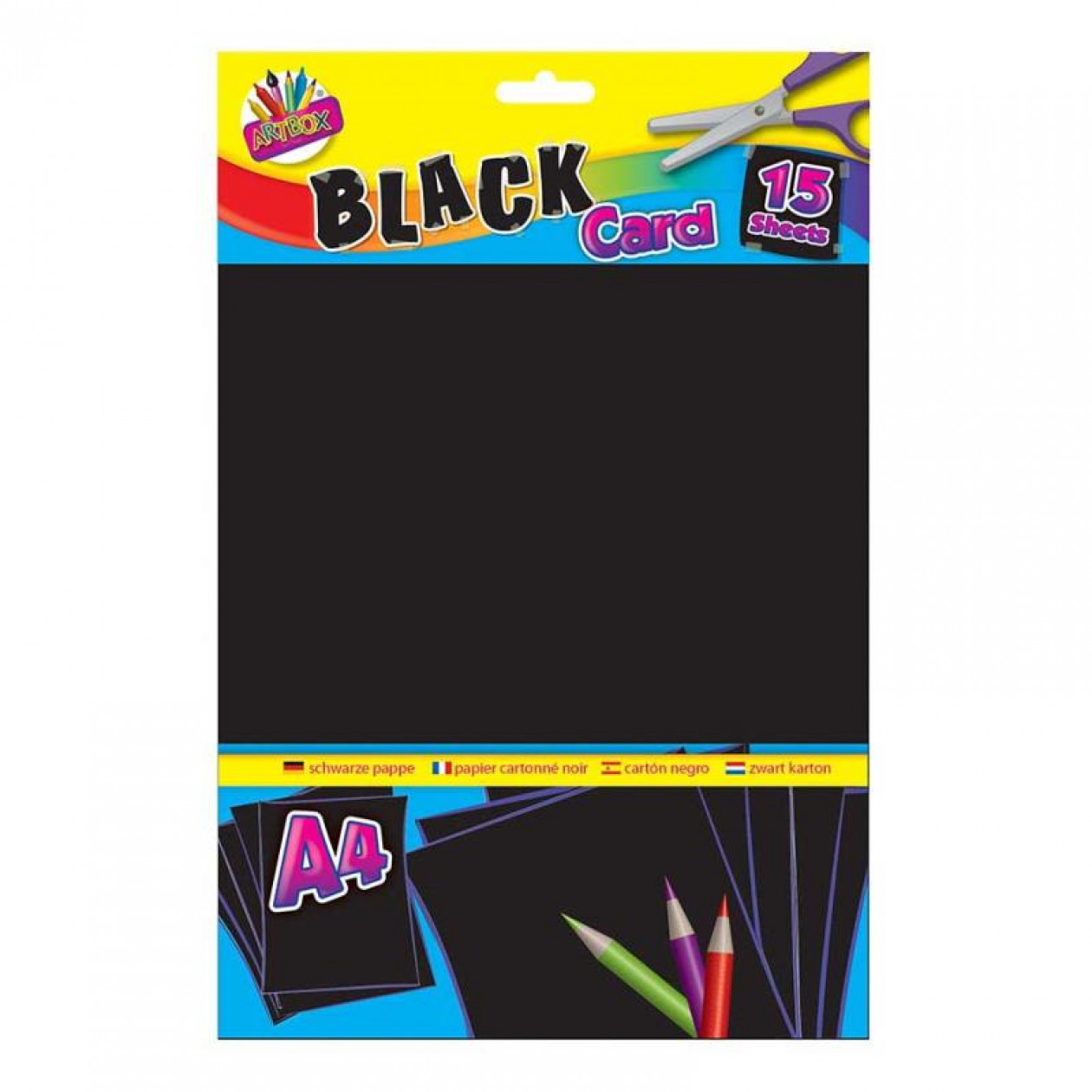Anker Kids Create Arts and Crafts Cards, Plastic, A4, Black, Sheet Metal, 15 Pieces